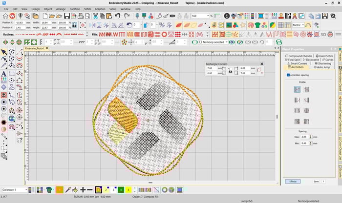 Laydown Stitch and Rounded Corners