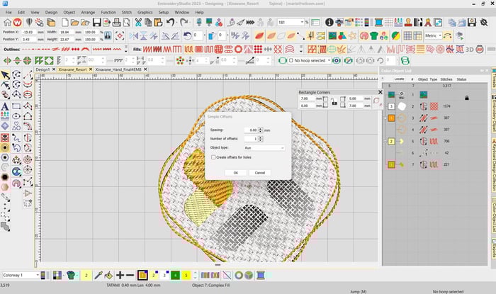Laydown Stitch and Rounded Corners