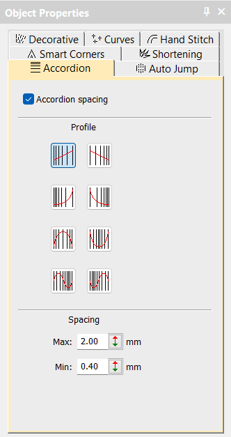 EmbroideryStudio Digital Edition - Accordion Spacing