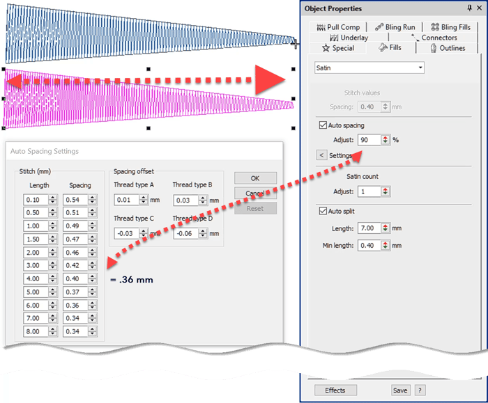 Stitch Spacing or Density