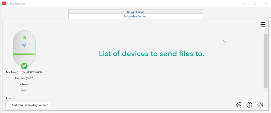 List of EmbroideryConnect devices