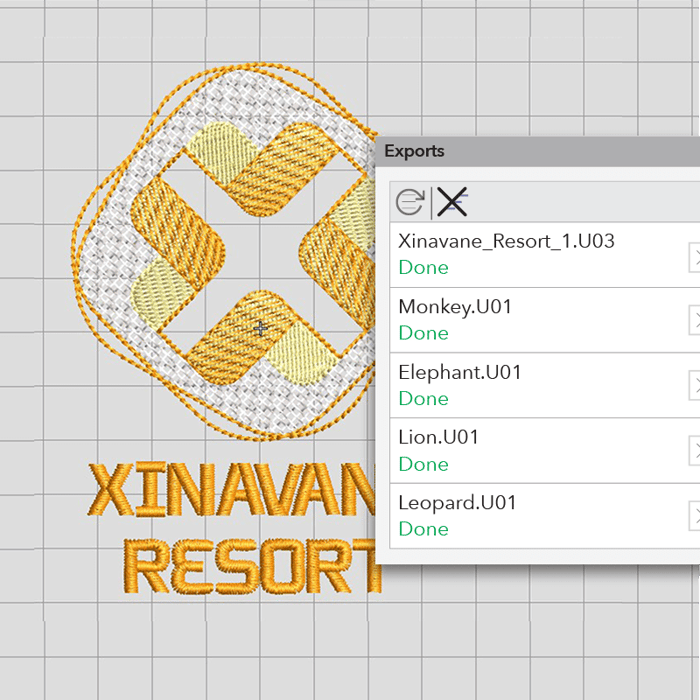 Laydown Stitch and Rounded Corners - Export Docker