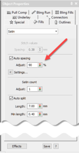 Satin Spacing
