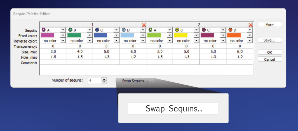 EmbroideryStudio Digital Edition Sequin up to 8 sequin support